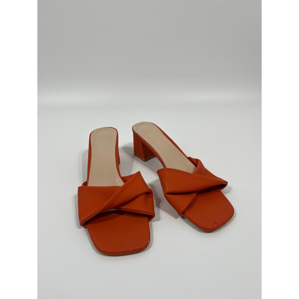 Womens Open Toe Kitten Heels 10.5 Orange Resort Wedding Guest Formal Event Chic